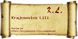 Krajcsovics Lili névjegykártya